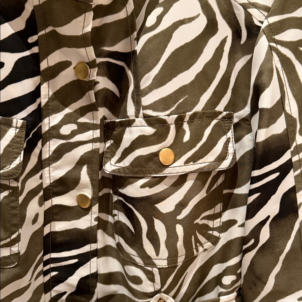 Jones New York Zebra Print Utility Jacket - Green and White - Picture 3 of 8